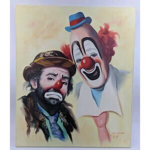 Emmett Kelly & Lou Jacobs Kelly Clown Painting Oil Canvas Rusty Rust LE 15/250